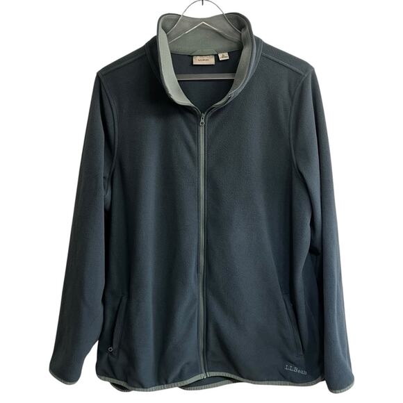 LL Bean Women's XL Feather Fleece Lightweight Full Zip Jacket, Blue, Zip Pockets - Picture 1 of 4